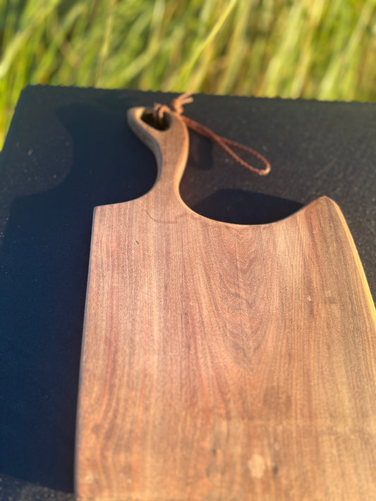 Solid wood axe shaped serving board