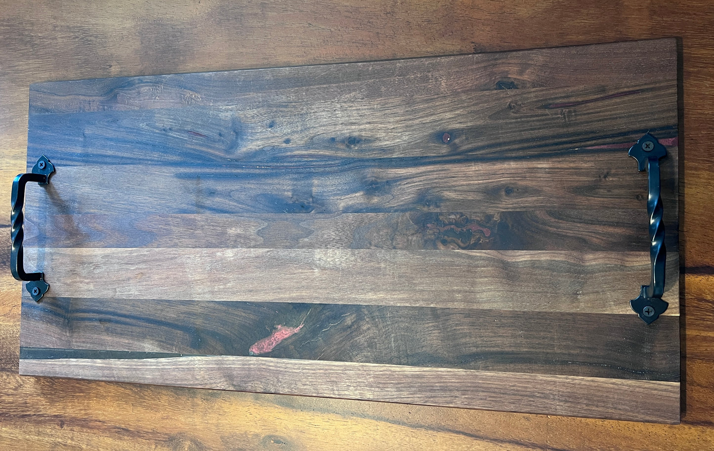 Rustic Wood Serving Tray with Handles